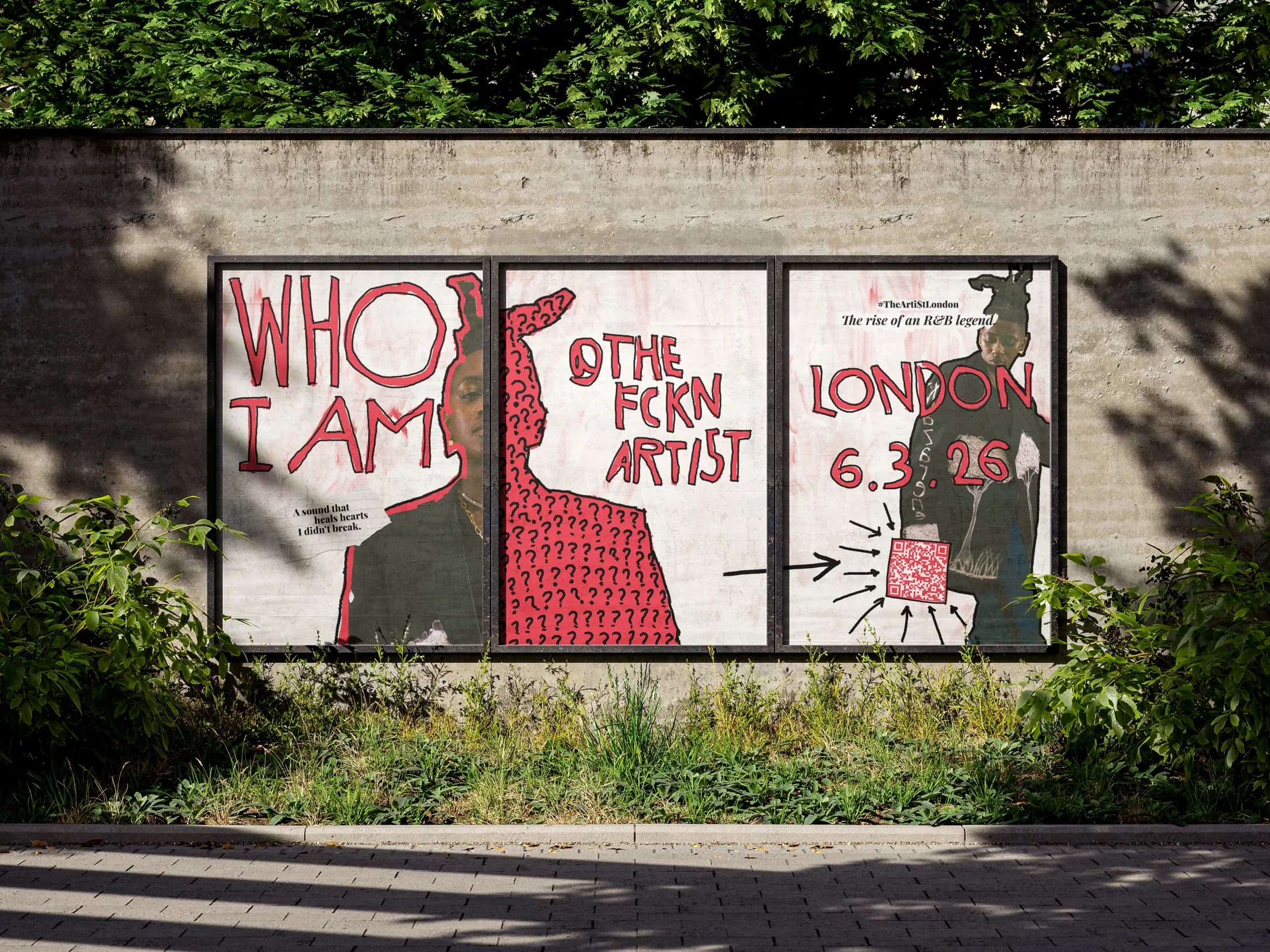 A triptych of posters for TheArti$t's London event.